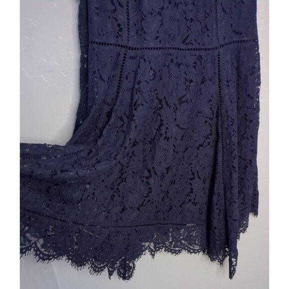 Isaac Mizrahi Live Regular Handkerchief Hem Floral Lace Midi Dress Navy XL - Picture 5 of 10